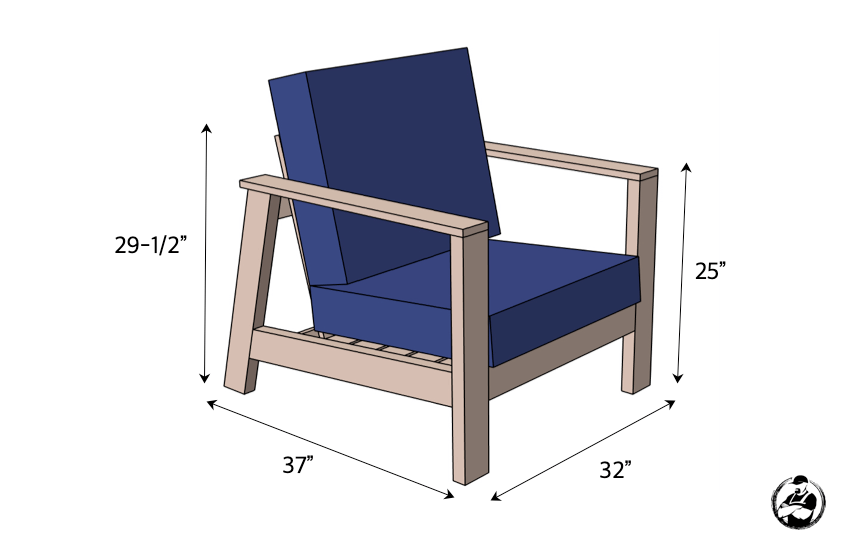 DIY Outdoor Club Chair Plans Dimensions