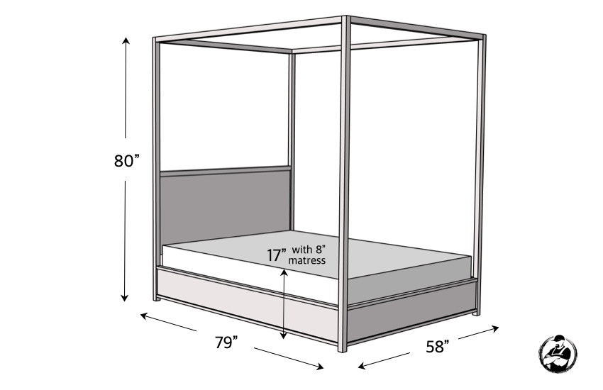 DIY Full Canopy Bed Plans Dimensions 1