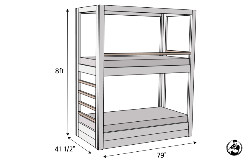 DIY Built In Twin Bunk Bed Plans Dimensions