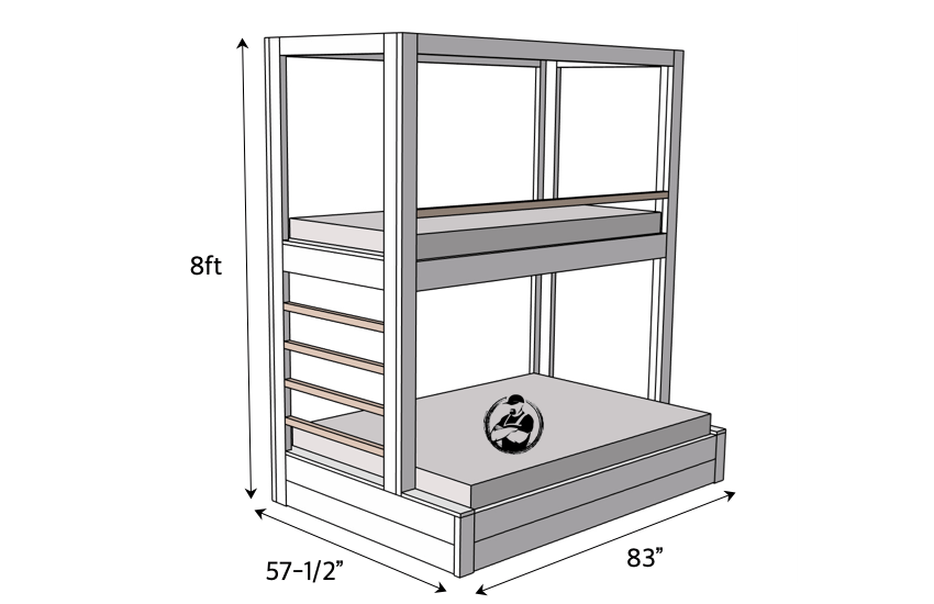 DIY Buit In Bunk Bed Dimensions