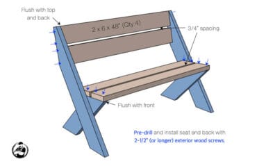 DIY 2x6 Outdoor Bench w/ Back Plans » Free Plans