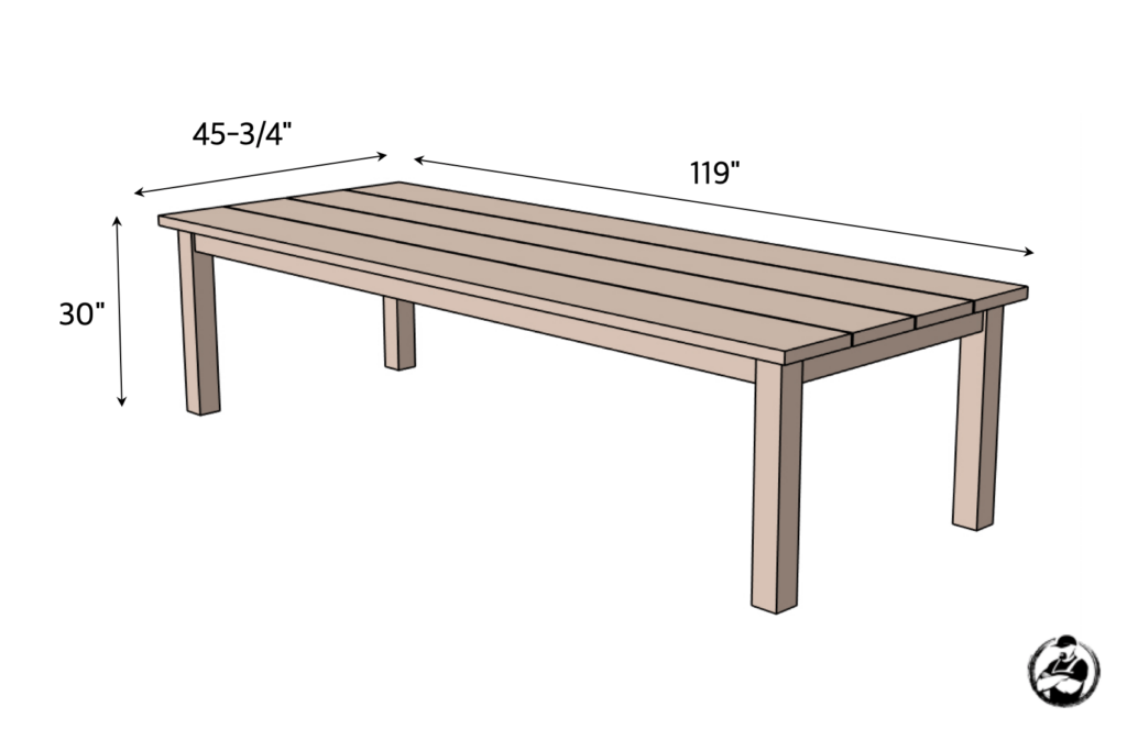 DIY 10 Person Outdoor Table Plans Dimensions