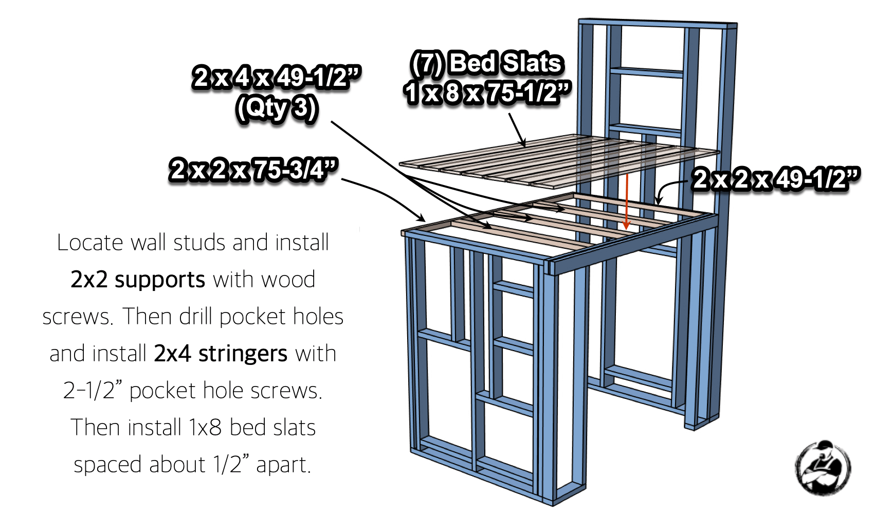 DIY Built In Loft Bed Plans Step 5
