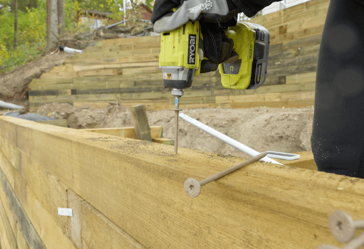 How to Build a Timber Retaining Wall Step 5