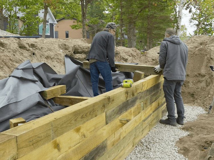 How to Build a Timber Retaining Wall Step 9