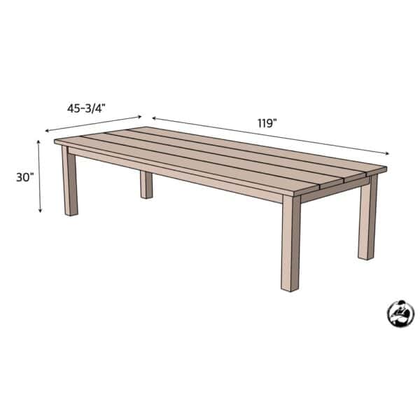 10 person outdoor table dimensions