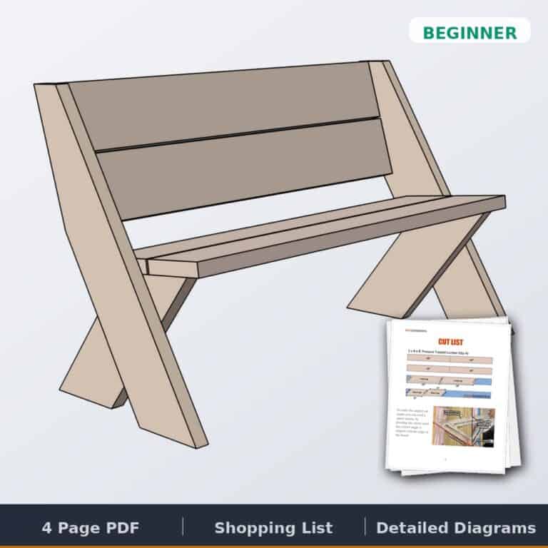 Outdoor Bench 2x8s printable plan PDF cover
