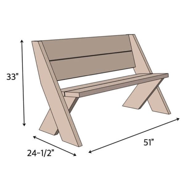 2x8 outdoor bench dimensions