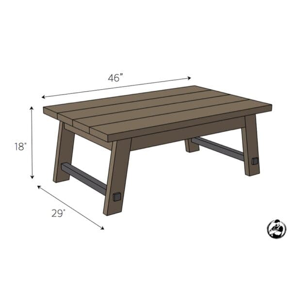 angled leg coffee table dimensions