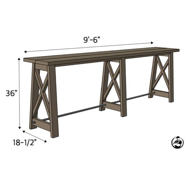 bar top console table dimensions