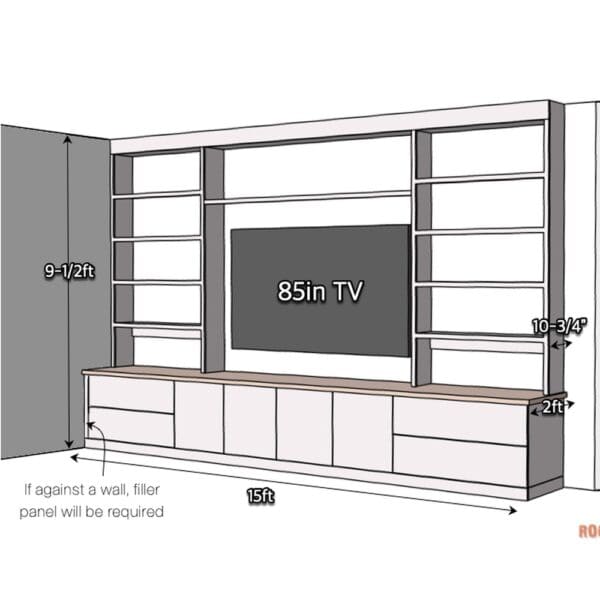 built in entertainment center dimensions