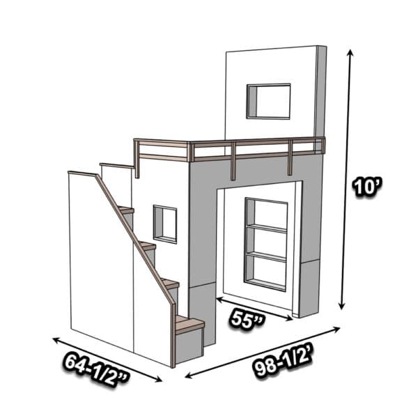 built in loft bed maddie dimensions