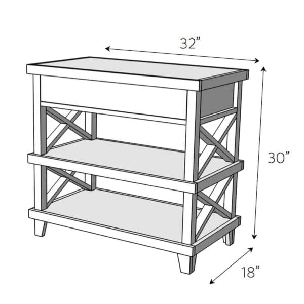 clara lattice bedside table dimensions