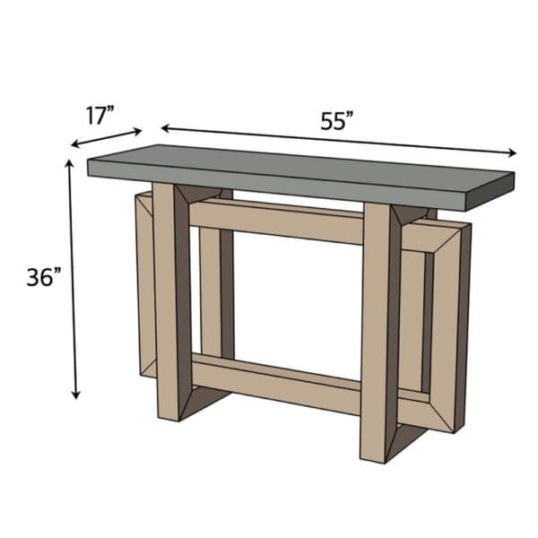 concrete top console dimensions