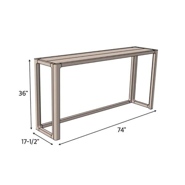 console table bar 2 dimensions