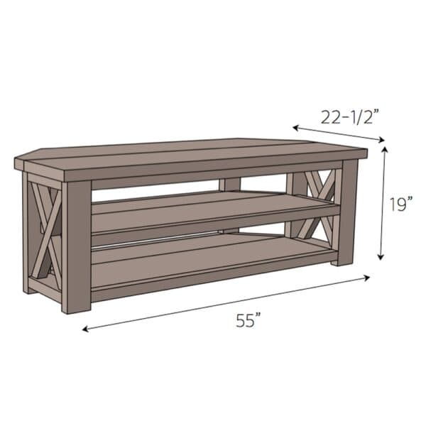 corner media center dimensions
