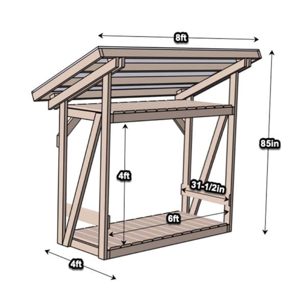 firewood shed dimensions