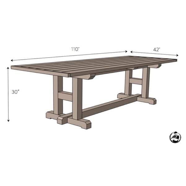 h leg dining table dimensions