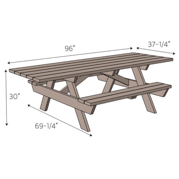 handicap accessible picnic table dimensions