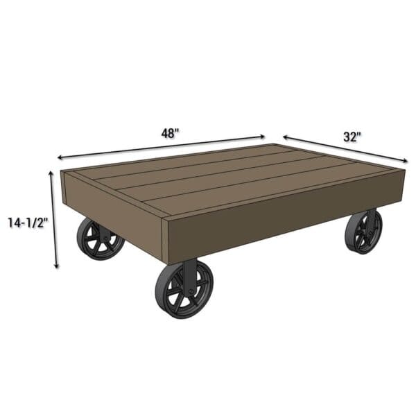 industrial cart coffee table dimensions