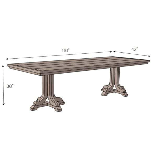 j pedestal dining table dimensions
