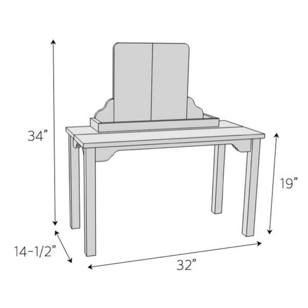 kids makeup vanity dimensions