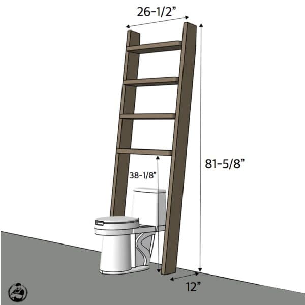 leaning bathroom shelf dimensions