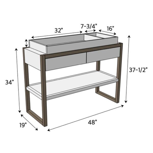 modern changing table dimensions