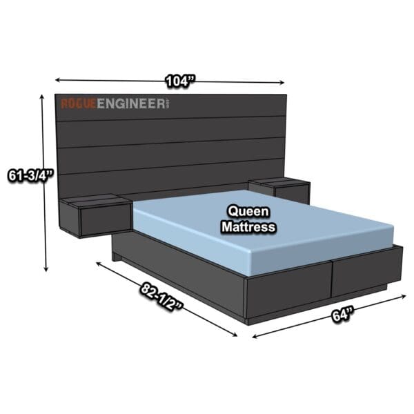 modern floating bed dimensions