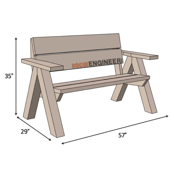 od bench a 4x4s dimensions