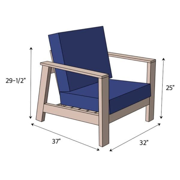 outdoor club chair dimensions