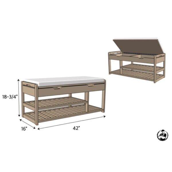 shoe bench with storage top dimensions