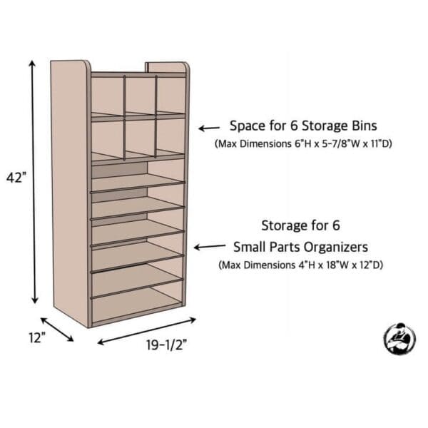 small parts organizer dimensions