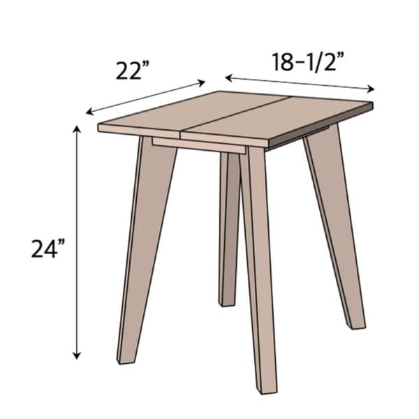 tapered leg side table dimensions