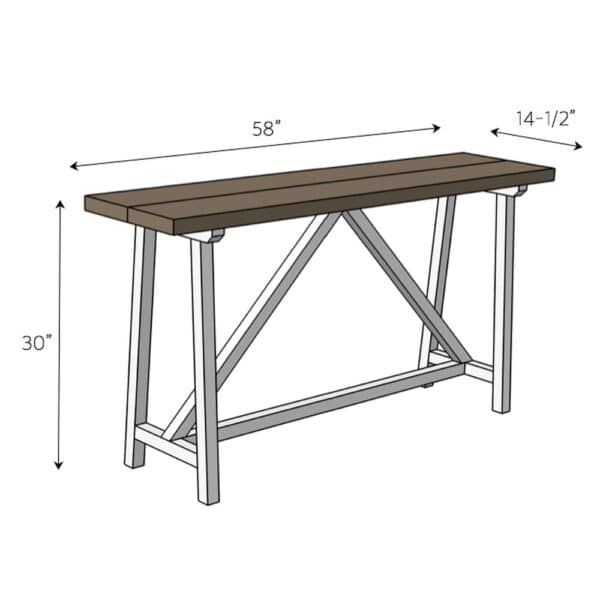 truss console table dimensions