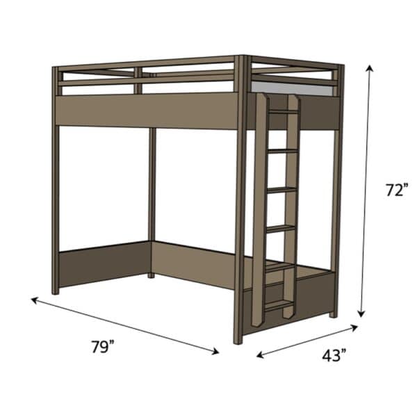 twin loft bed dimensions