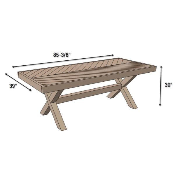 x leg herringbone table dimensions