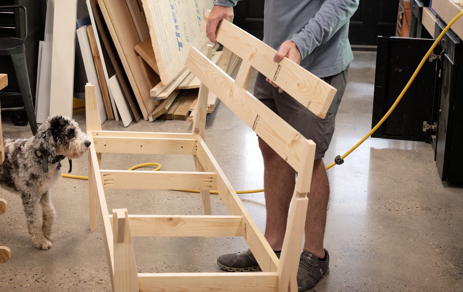 Placing the back onto the garden bench frame