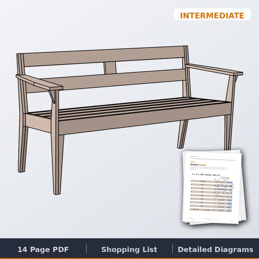 Garden Bench printable plan PDF