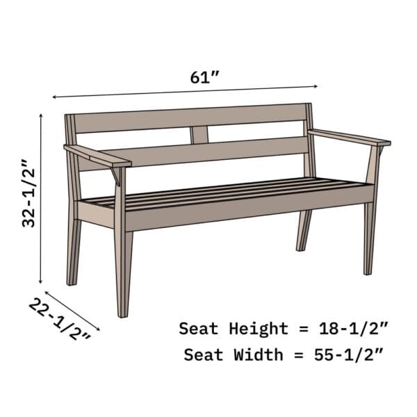 garden bench dimensions imperial