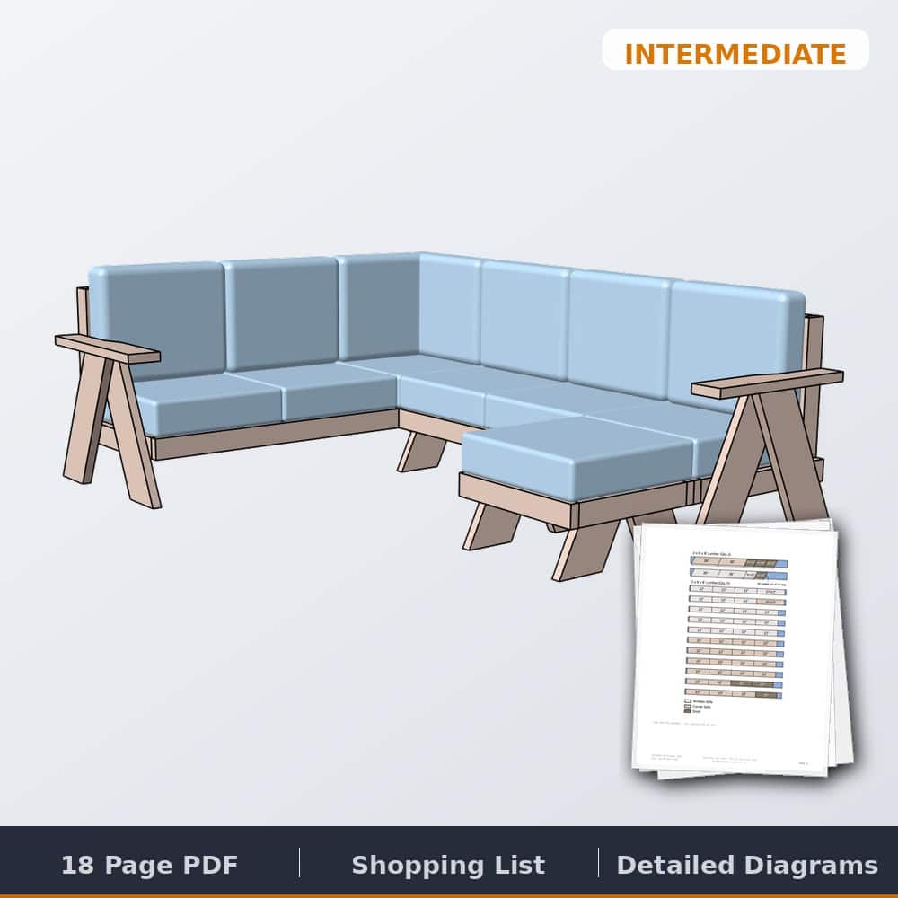 Outdoor Sectional plan cover, an L-shaped patio sectional with a chaise stool