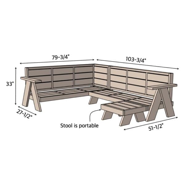 outdoor sectional dimensions, imperial
