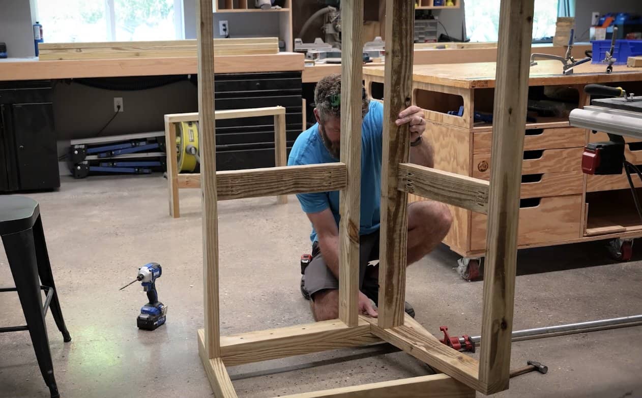 Seat and back frames for a DIY outdoor couch with two center supports