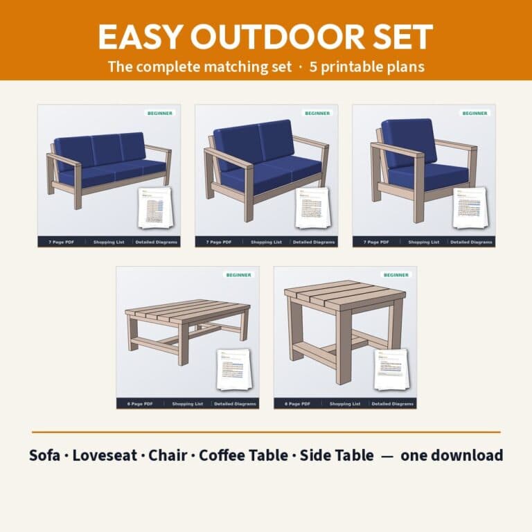 Easy Patio Furniture Set, 5 printable plans