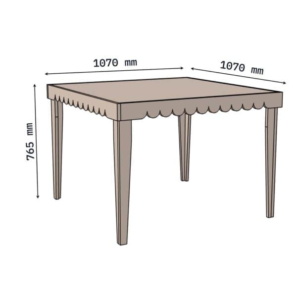 Folding Mahjong Table dimensions: 1070 mm square, 765 mm tall