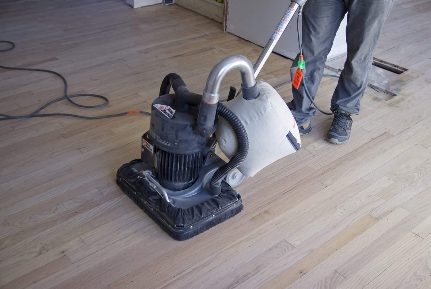 Square buff floor sander with a 120-grit screen for the final pass