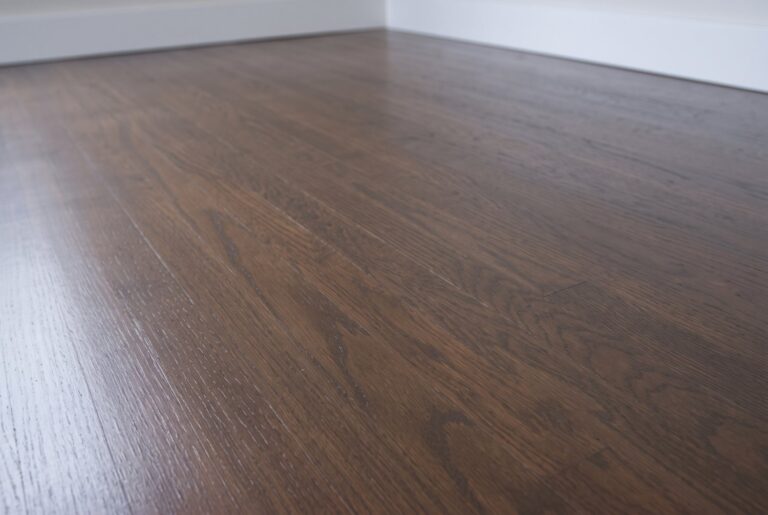 Refinished oak hardwood floor stained Briarsmoke with two coats of floor finish
