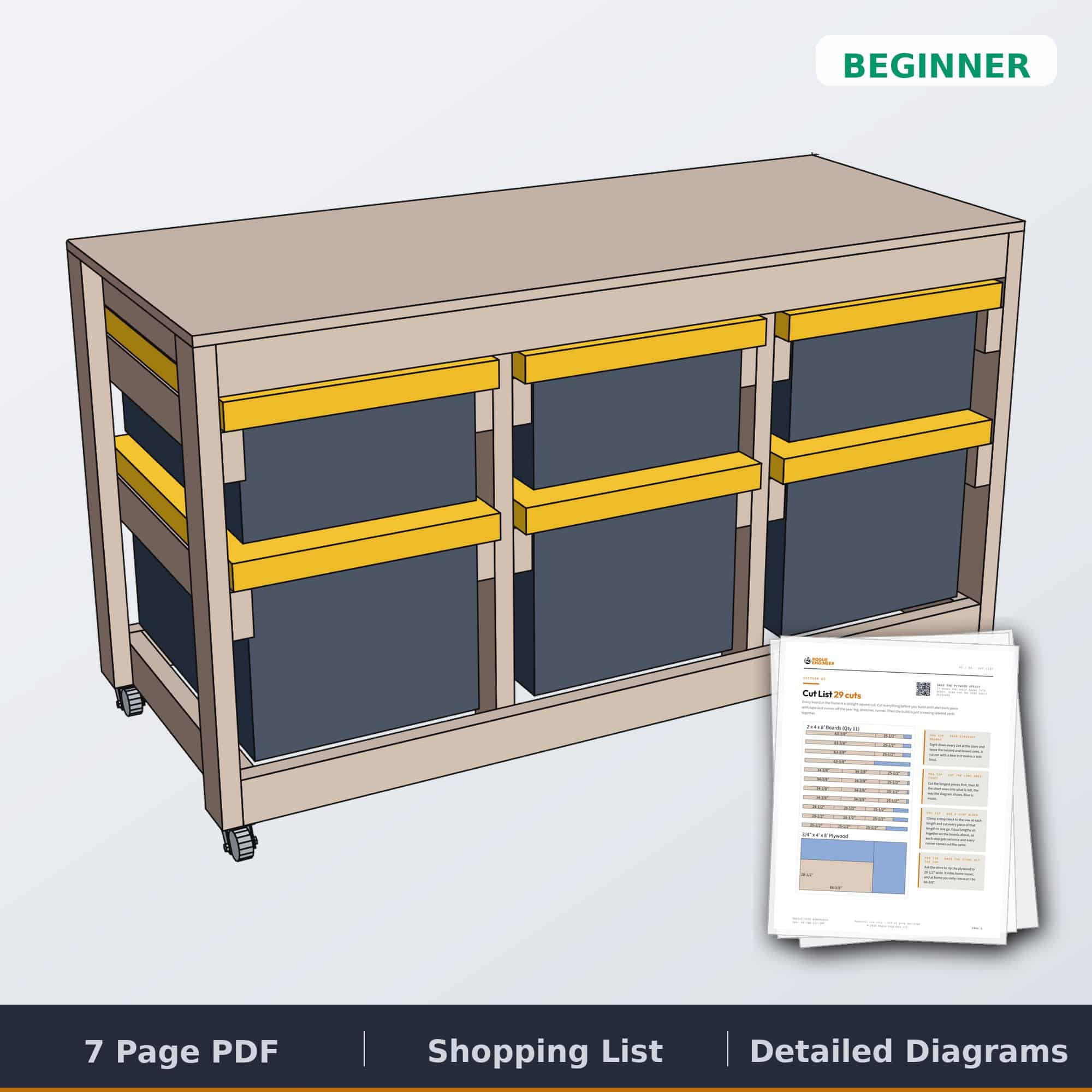 Mobile tote workbench printable plan PDF